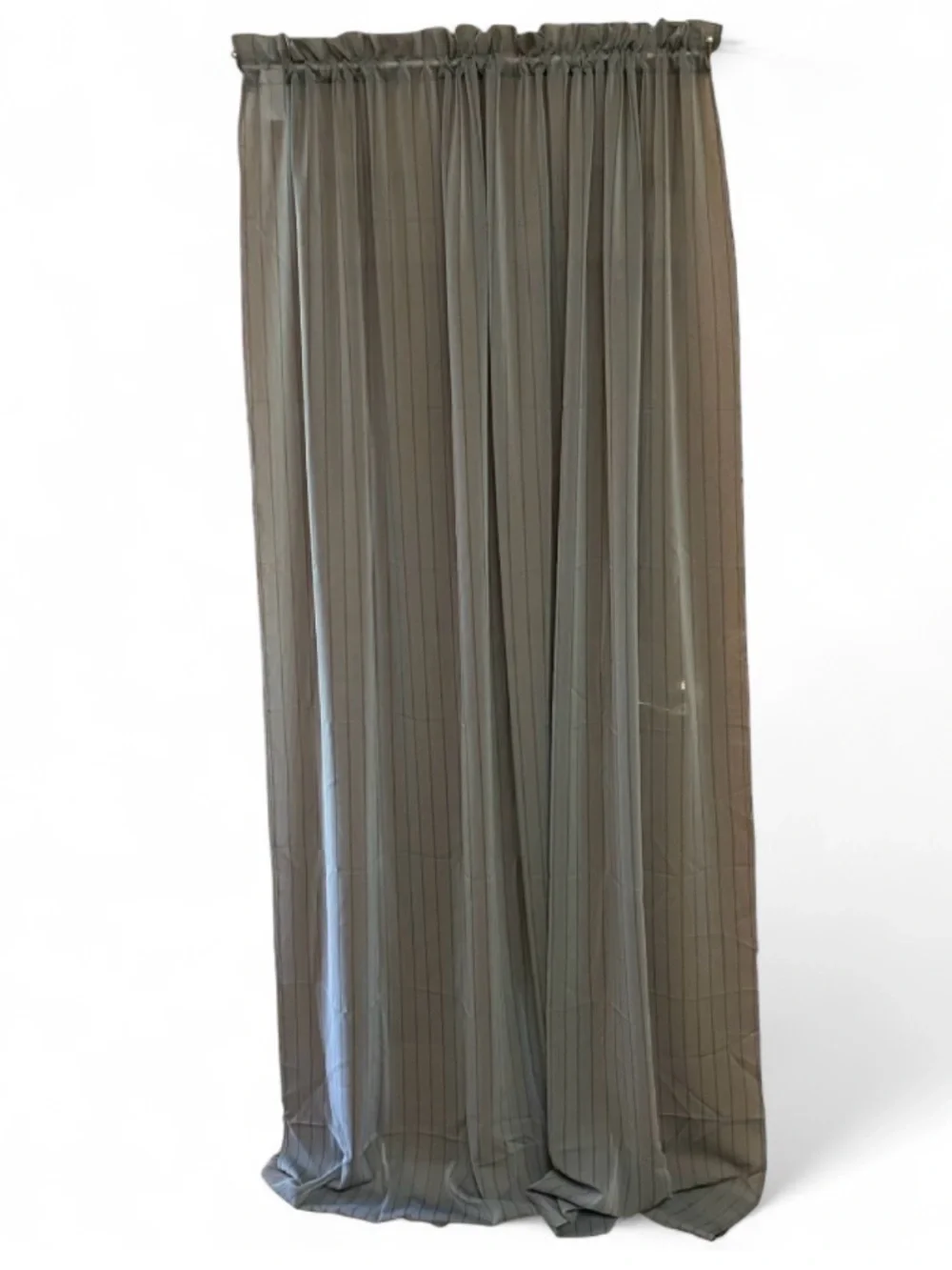 Makenzie Voile Sheer Curtains Set of 2 54x84 Slate Gray Pinstripe New Unsealed